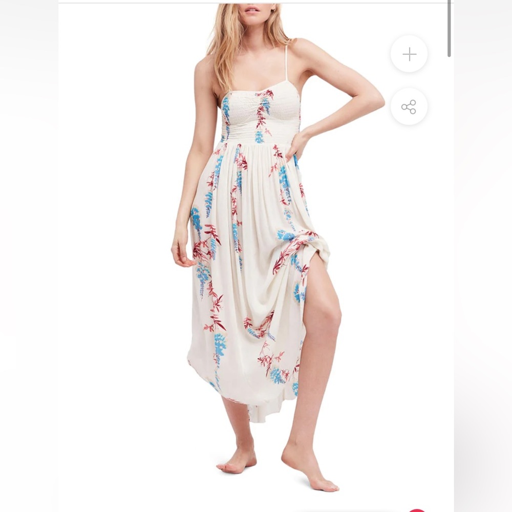 NWOT Free People Beau‎ Smocked Printed Slip